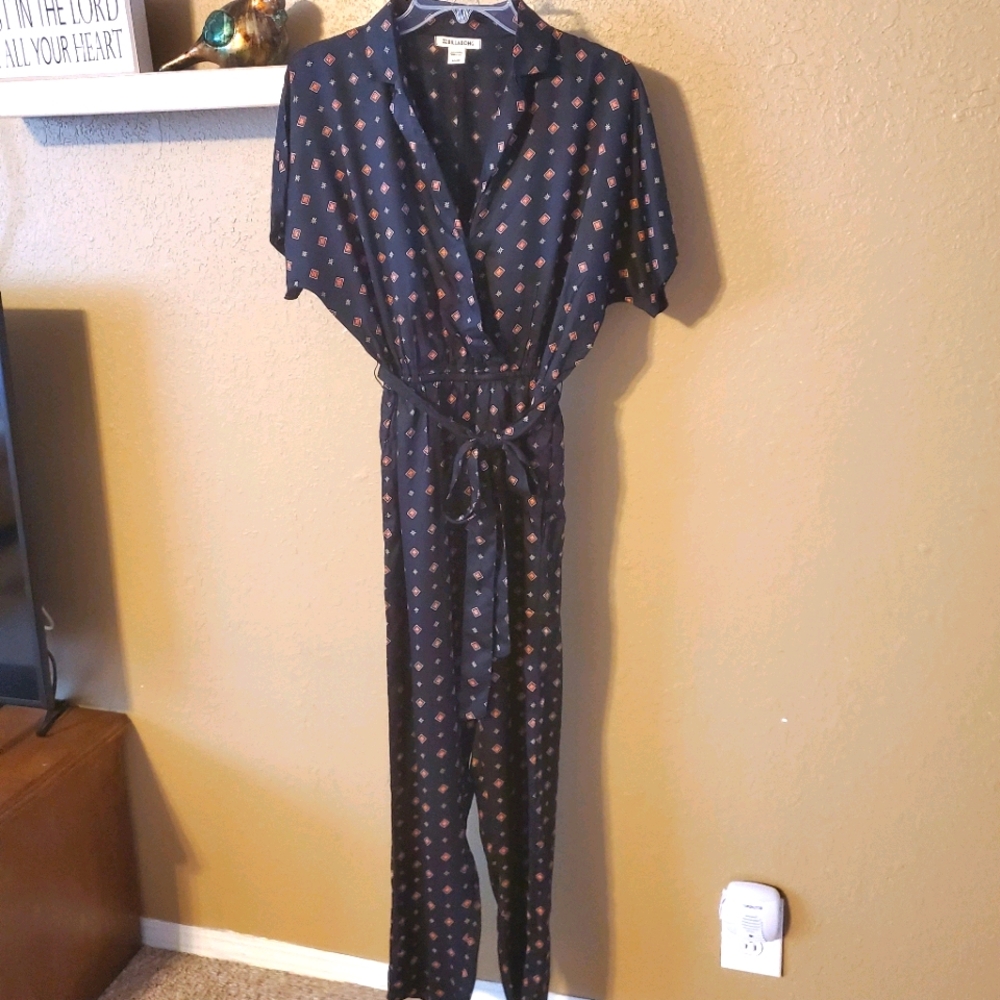 Billabong Navy Blue Printed Jumpsuit with Pink Accents